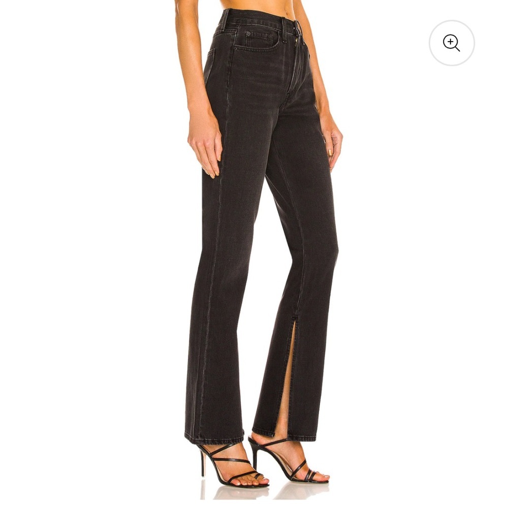 Pistola Charcoal Denim Jeans  Alexa High Rise Slim Flare with Slit Dark Sky